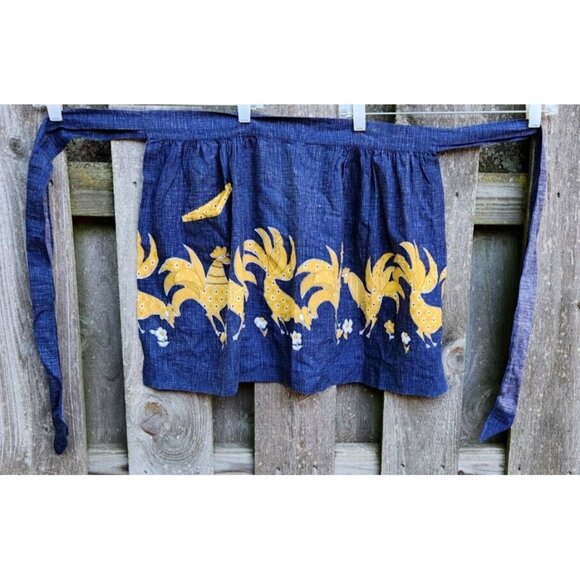Kay Shannon Apron Hostess Vintage Rooster Daisy Design - Picture 2 of 8
